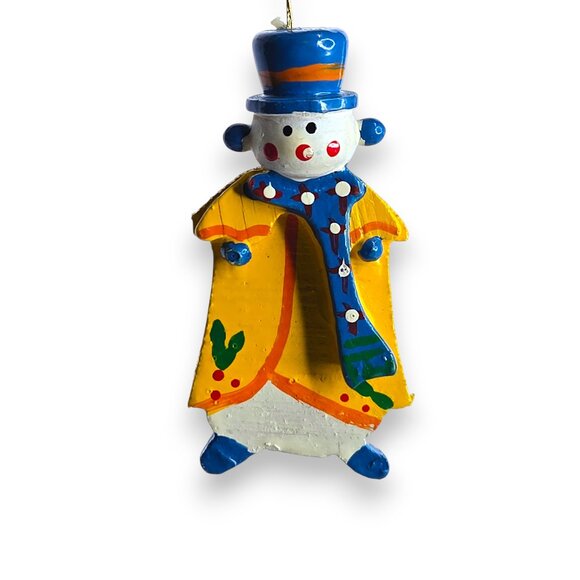 Vintage Wooden Snowman Christmas Ornament - Picture 1 of 3